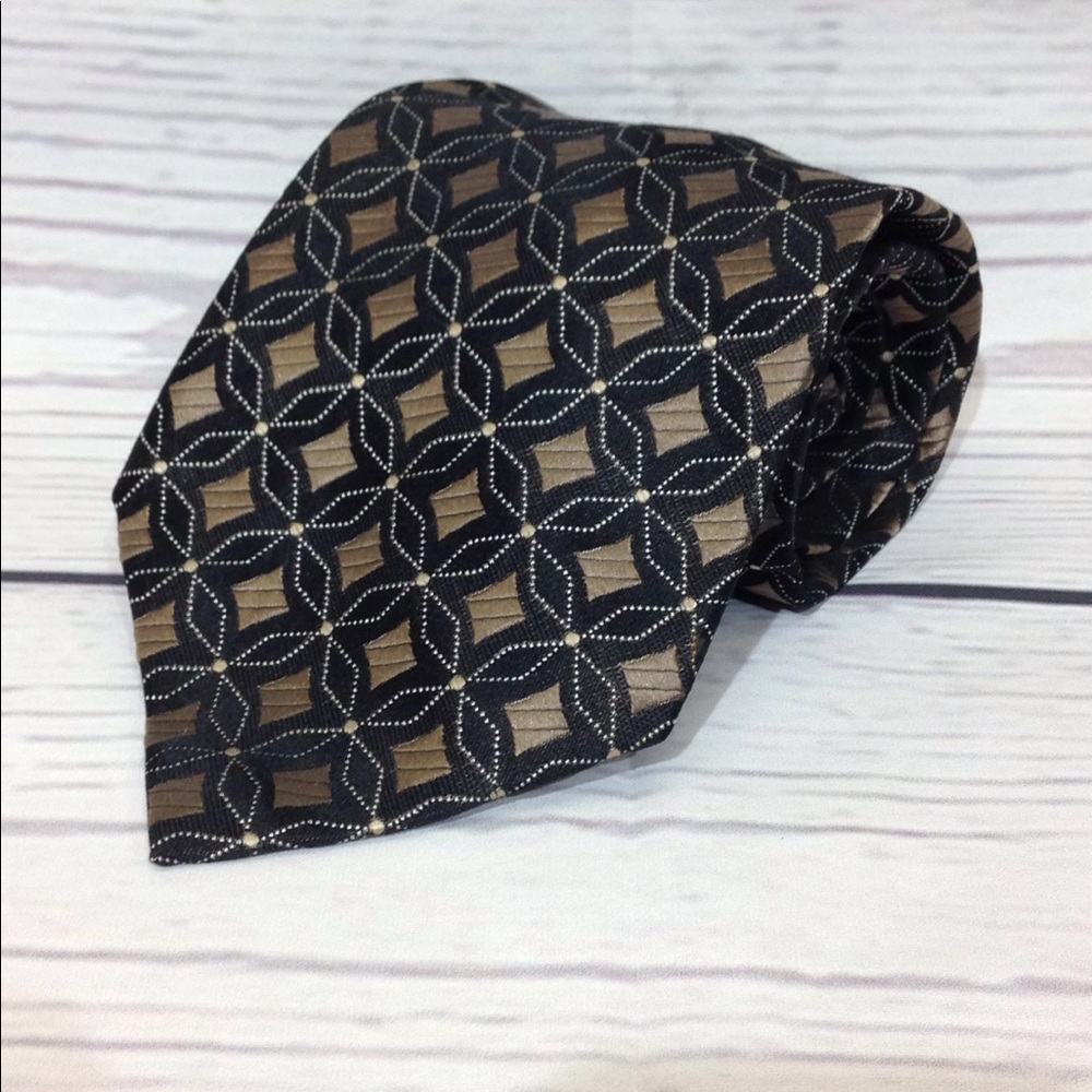 Jones New York Silk Necktie Black Tan